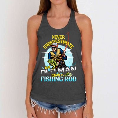 Funny Bass Fishing Birthday Tee Father's Day Old Man Women's Knotted Racerback Tank