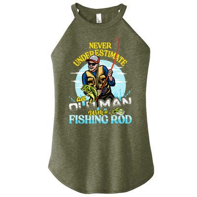 Funny Bass Fishing Birthday Tee Father's Day Old Man Women's Perfect Tri Rocker Tank