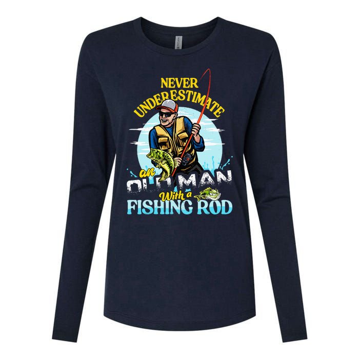 Funny Bass Fishing Birthday Tee Father's Day Old Man Womens Cotton Relaxed Long Sleeve T-Shirt