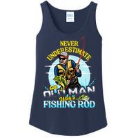 Funny Bass Fishing Birthday Tee Father's Day Old Man Ladies Essential Tank