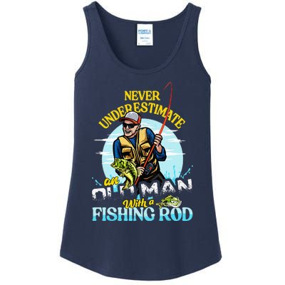 Funny Bass Fishing Birthday Tee Father's Day Old Man Ladies Essential Tank