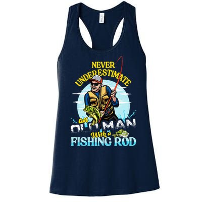 Funny Bass Fishing Birthday Tee Father's Day Old Man Women's Racerback Tank