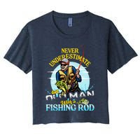 Funny Bass Fishing Birthday Tee Father's Day Old Man Women's Crop Top Tee