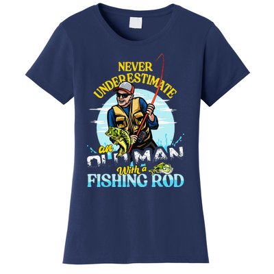 Funny Bass Fishing Birthday Tee Father's Day Old Man Women's T-Shirt