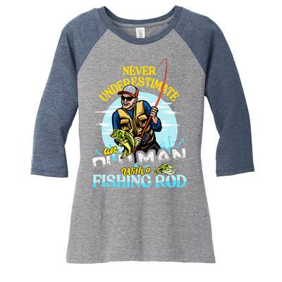 Funny Bass Fishing Birthday Tee Father's Day Old Man Women's Tri-Blend 3/4-Sleeve Raglan Shirt