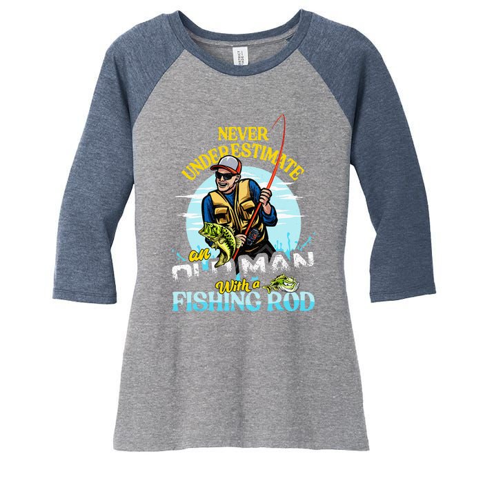 Funny Bass Fishing Birthday Tee Father's Day Old Man Women's Tri-Blend 3/4-Sleeve Raglan Shirt