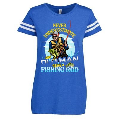 Funny Bass Fishing Birthday Tee Father's Day Old Man Enza Ladies Jersey Football T-Shirt