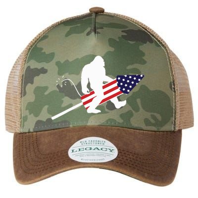 Men  Bigfoot Fireworks 4th of July American Flag US Legacy Tie Dye Trucker Hat