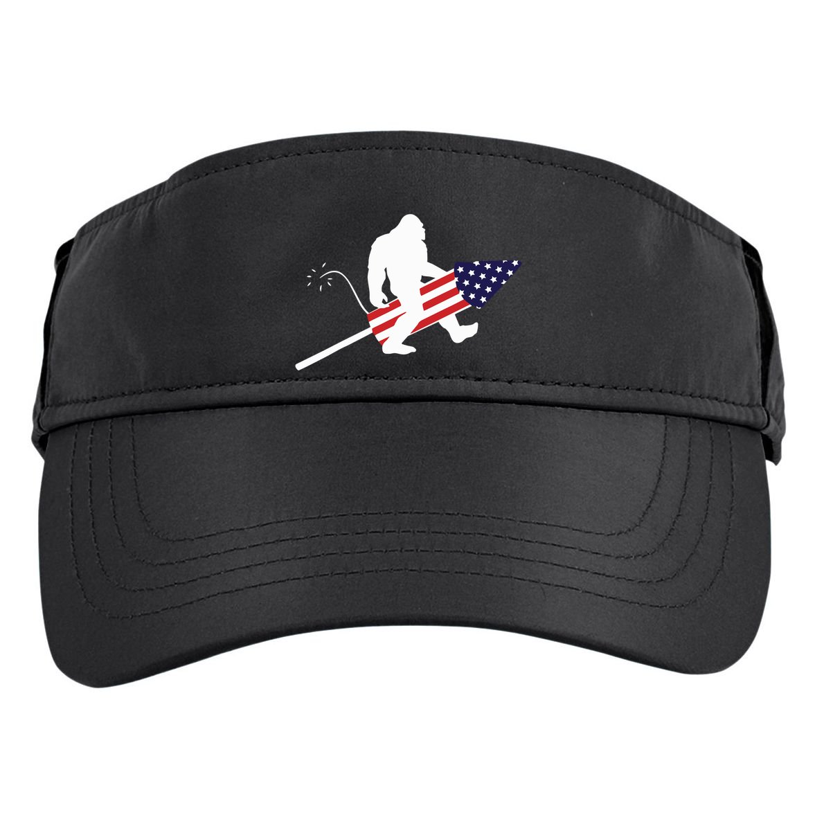 Men  Bigfoot Fireworks 4th of July American Flag US Adult Drive Performance Visor