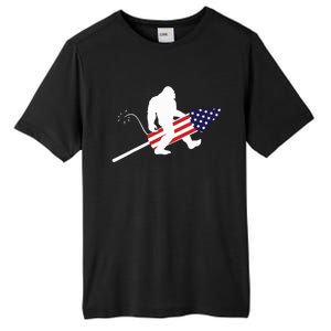 Men  Bigfoot Fireworks 4th of July American Flag US Tall Fusion ChromaSoft Performance T-Shirt