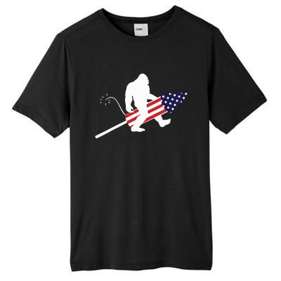 Men  Bigfoot Fireworks 4th of July American Flag US Tall Fusion ChromaSoft Performance T-Shirt