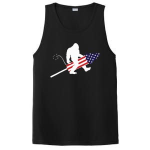 Men  Bigfoot Fireworks 4th of July American Flag US PosiCharge Competitor Tank