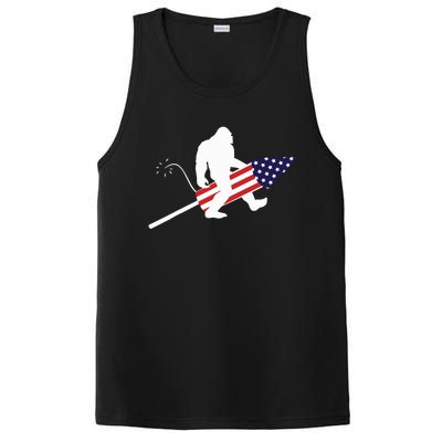 Men  Bigfoot Fireworks 4th of July American Flag US PosiCharge Competitor Tank