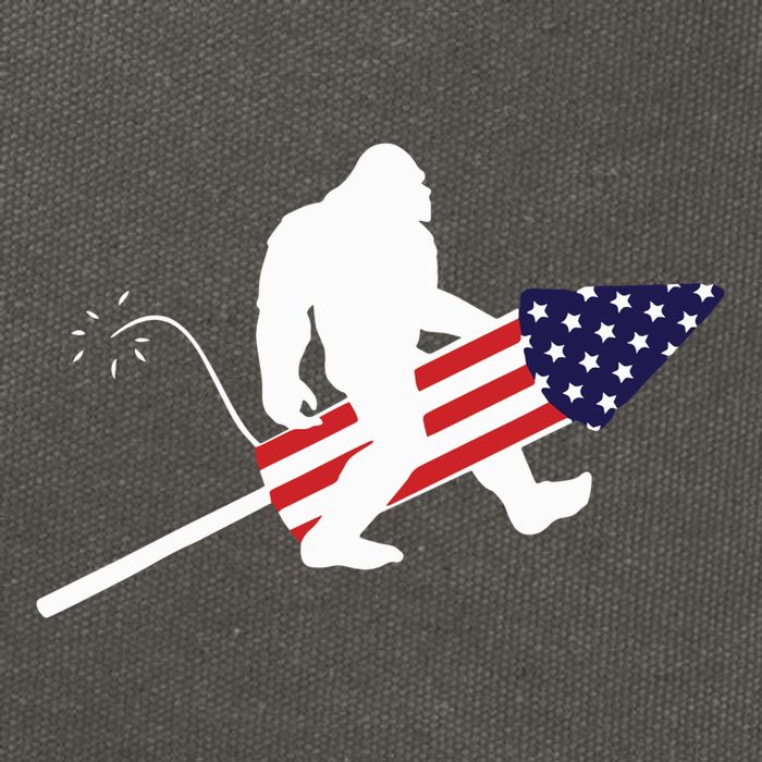 Men  Bigfoot Fireworks 4th of July American Flag US Cotton Canvas Backpack