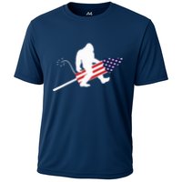 Men  Bigfoot Fireworks 4th of July American Flag US Cooling Performance Crew T-Shirt
