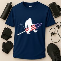 Men  Bigfoot Fireworks 4th of July American Flag US Cooling Performance Crew T-Shirt