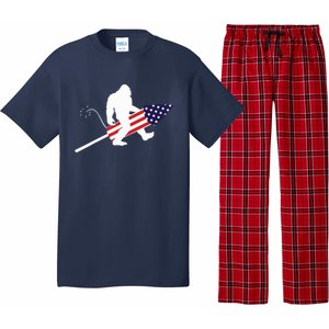 Men  Bigfoot Fireworks 4th of July American Flag US Pajama Set