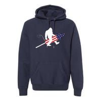 Men  Bigfoot Fireworks 4th of July American Flag US Premium Hoodie