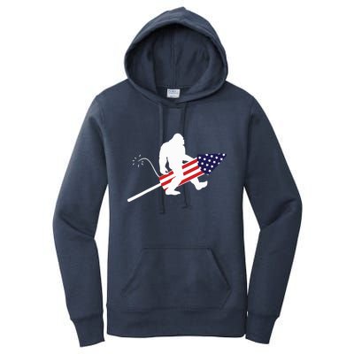 Men  Bigfoot Fireworks 4th of July American Flag US Women's Pullover Hoodie
