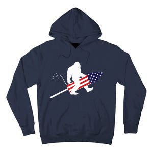 Men  Bigfoot Fireworks 4th of July American Flag US Tall Hoodie