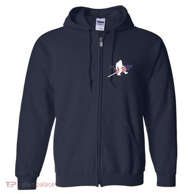 Men  Bigfoot Fireworks 4th of July American Flag US Full Zip Hoodie
