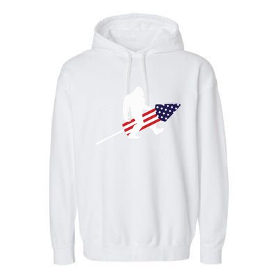 Men  Bigfoot Fireworks 4th of July American Flag US Garment-Dyed Fleece Hoodie