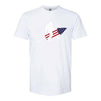 Men  Bigfoot Fireworks 4th of July American Flag US Softstyle CVC T-Shirt