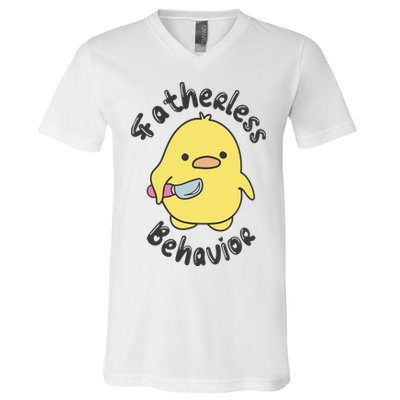 Fatherless Behavior Funny Mental Health V-Neck T-Shirt