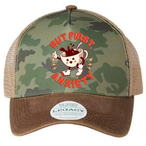 Funny But First Anxiety Cute Cartoon Coffee Legacy Tie Dye Trucker Hat