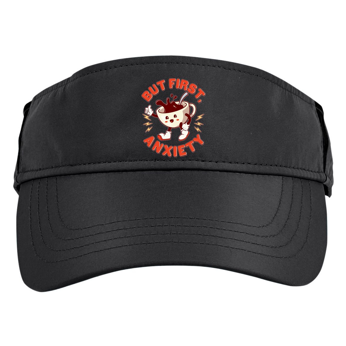 Funny But First Anxiety Cute Cartoon Coffee Adult Drive Performance Visor