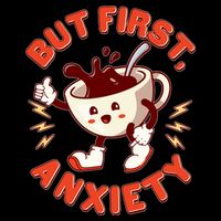 Funny But First Anxiety Cute Cartoon Coffee 16 in Basic Backpack