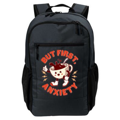 Funny But First Anxiety Cute Cartoon Coffee Daily Commute Backpack