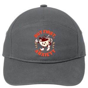 Funny But First Anxiety Cute Cartoon Coffee 7-Panel Snapback Hat