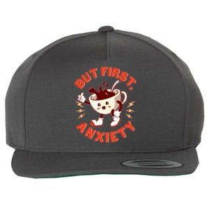 Funny But First Anxiety Cute Cartoon Coffee Wool Snapback Cap