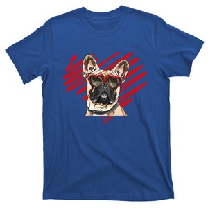 French Bulldog Face Heart Glasses Valentines Day Cute Animal Gift T-Shirt