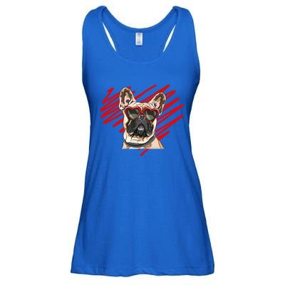 French Bulldog Face Heart Glasses Valentines Day Cute Animal Gift Ladies Essential Flowy Tank