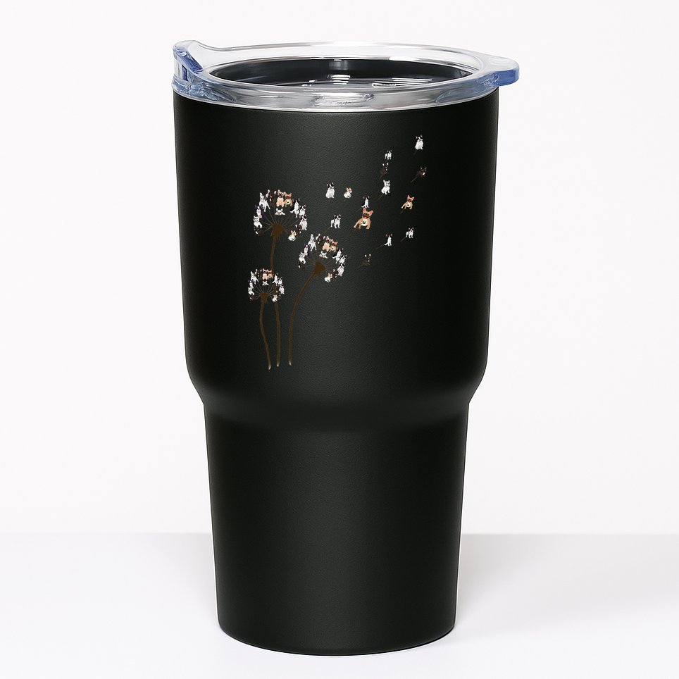 French Bulldog Flower Fly Dandelion Funny Dog Lovers Tumbler
