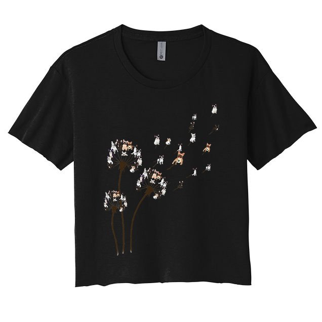French Bulldog Flower Fly Dandelion Funny Dog Lovers Crop Top