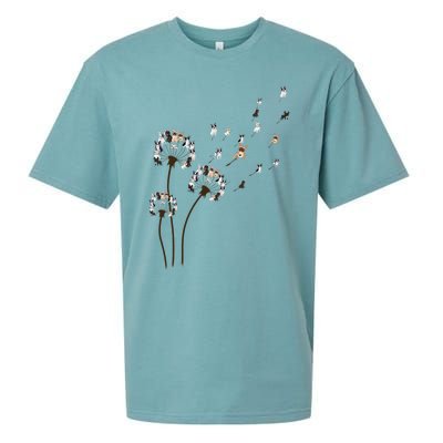 French Bulldog Flower Fly Dandelion Funny Dog Lovers Sueded Cloud Jersey T-Shirt