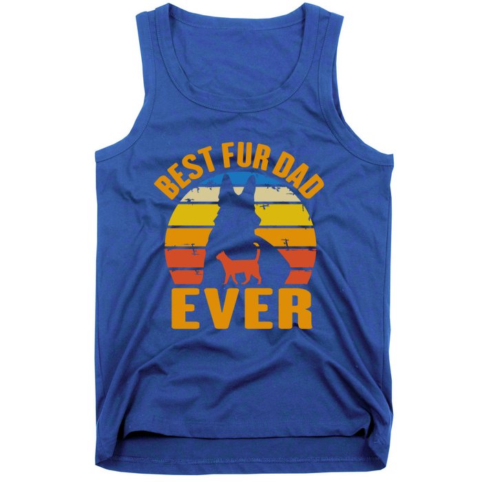 Funny Best Fur Dad Ever Vintage Dog Cat Owner Fathers Day Gift Tank Top