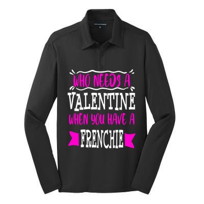 French Bulldog Frenchie Mom Valentines Day Singles Gift Silk Touch Performance Long Sleeve Polo