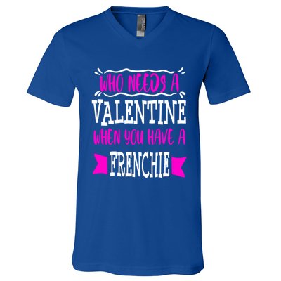 French Bulldog Frenchie Mom Valentines Day Singles Gift V-Neck T-Shirt