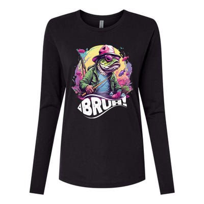 Funny Bass Fishing Bruh Womens Cotton Relaxed Long Sleeve T-Shirt