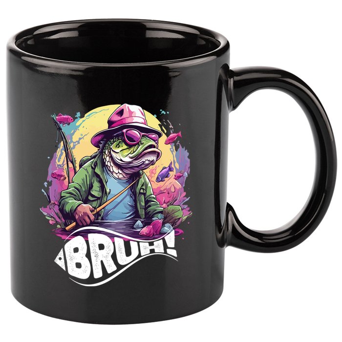 Funny Bass Fishing Bruh 11oz C Handle Ceramic Mug