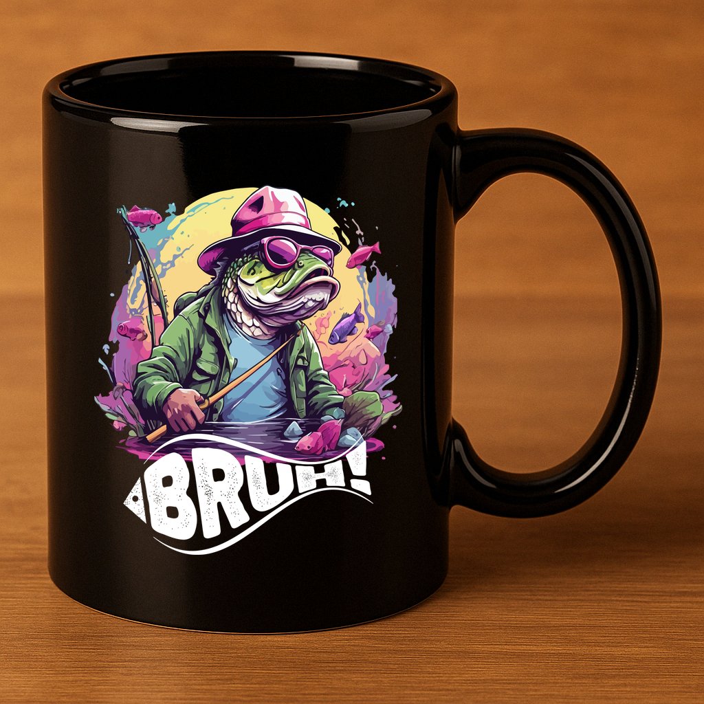 Funny Bass Fishing Bruh 11oz C Handle Ceramic Mug