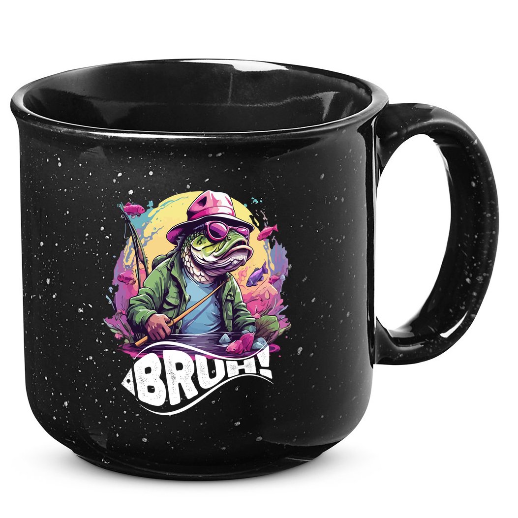 Funny Bass Fishing Bruh 15oz Campfire Ceramic Mug