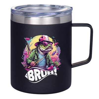 Funny Bass Fishing Bruh 12oz Stainless Steel Coffee Mug