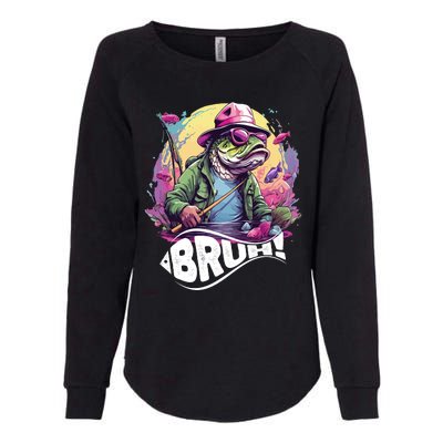 Funny Bass Fishing Bruh Womens California Wash Sweatshirt