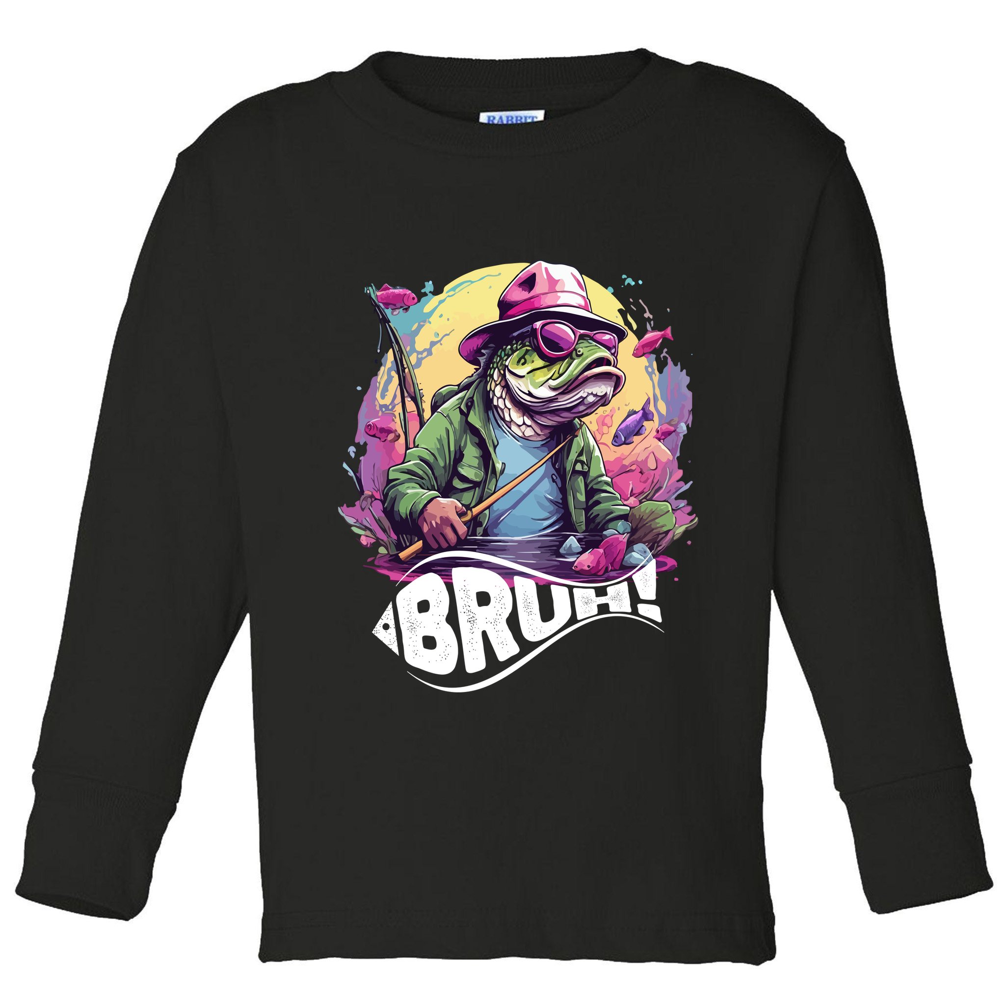 Funny Bass Fishing Bruh Toddler Long Sleeve Shirt