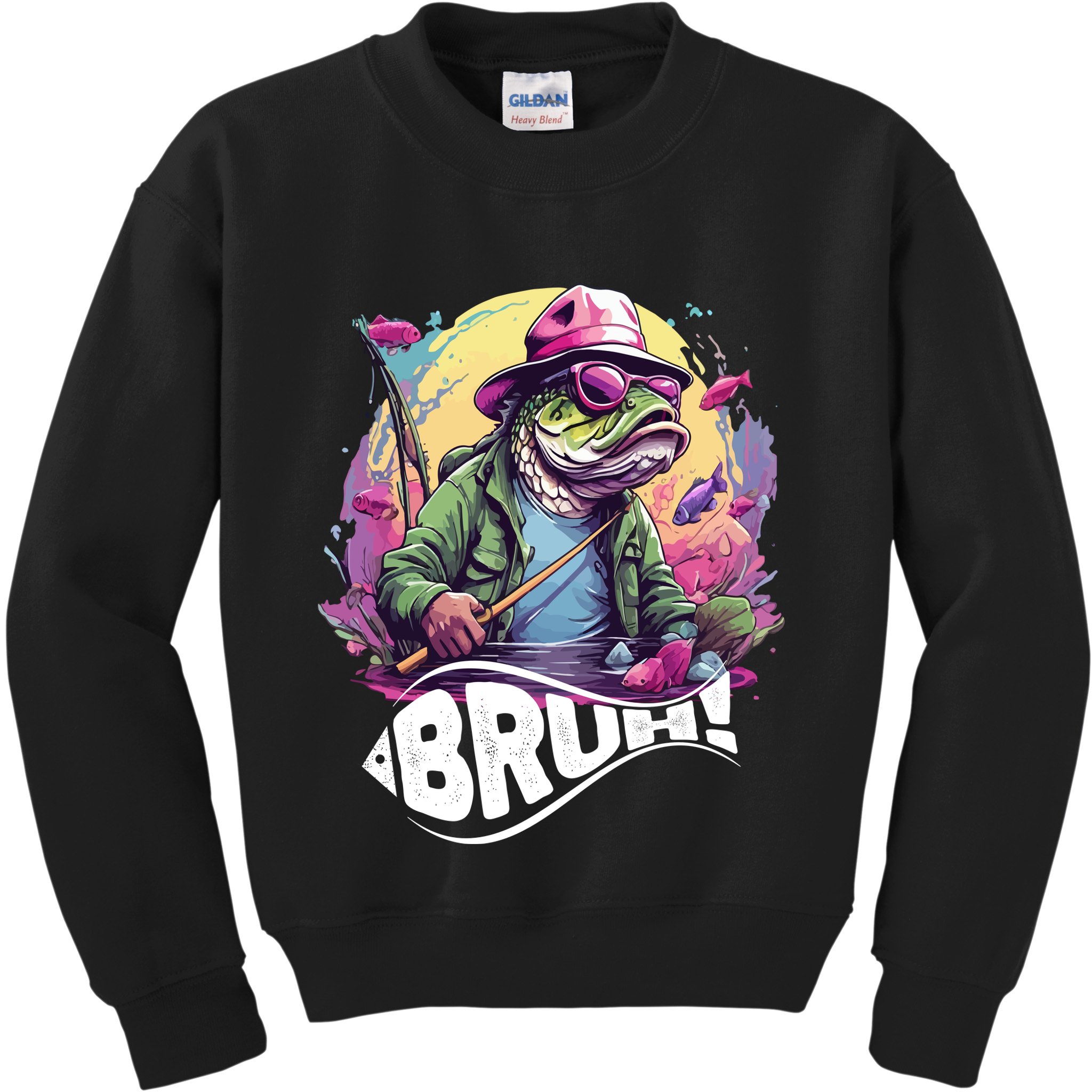 Funny Bass Fishing Bruh Kids Sweatshirt